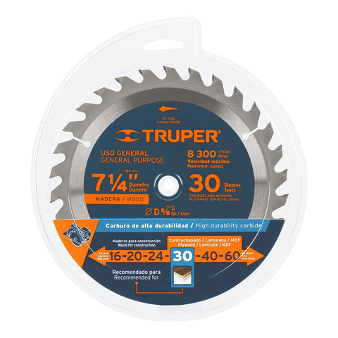 Disco sierra 7- 1/4' para madera, 30 dientes centro 5/8' | ST-730 | 18318