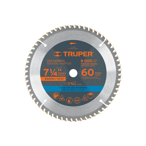 Disco sierra 7- 1/4' para madera, 60 dientes centro 5/8' | ST-760 | 18324
