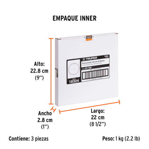 Disco sierra 7- 1/4' para madera, 60 dientes centro 5/8' | ST-760 | 18324