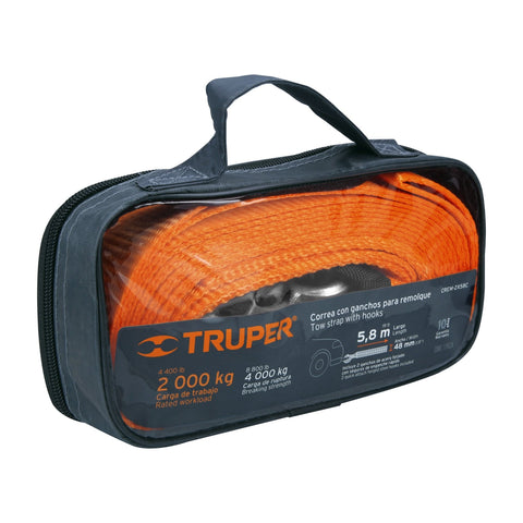 Correa con ganchos para remolque, 48 mm x 5.8 m, Truper | CREM-2X58C | 18344