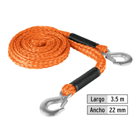 Cuerda con ganchos para remolque, 22 mm x 3.5 m, Truper | CREM-5/8X35 | 18345