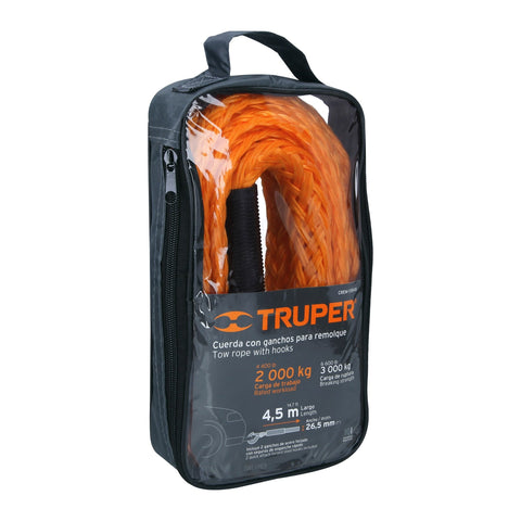 Cuerda con ganchos para remolque, 27 mm x 4.5 m, Truper | CREM-7/8X45 | 18346