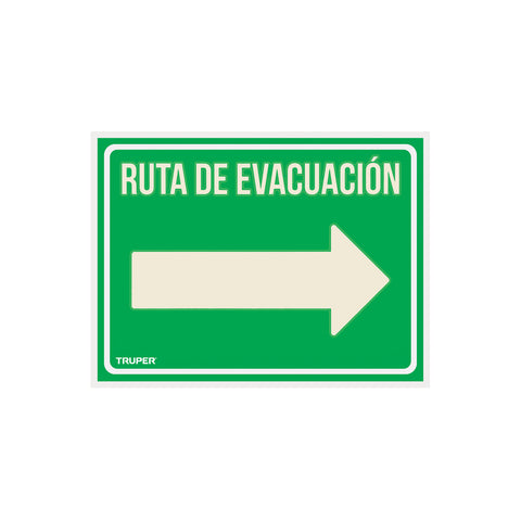 Letrero de señalización 'RUTA EVACUACIÓN DERECHA',21 x 28 cm | LIN-05 | 18368