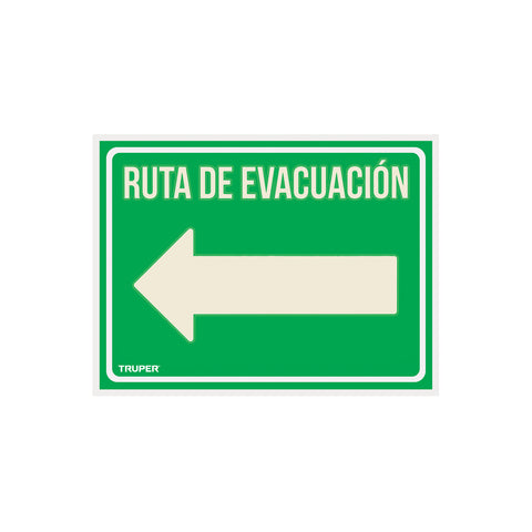 Letrero de señalización 'RUTA EVACUACIÓN IZQUIERDA',21x28 cm | LIN-06 | 18369