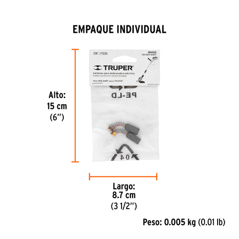 Bolsa con 2 carbones de repuesto para DES-440T, TRUPER | CB-DES-440T | 18430