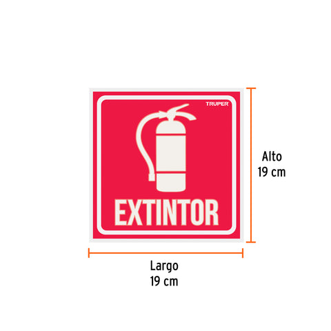 Letrero de señalización 'EXTINTOR', 19 x 19 cm, Truper | LIN-08 | 18434