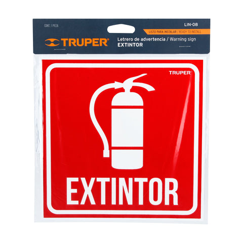 Letrero de señalización 'EXTINTOR', 19 x 19 cm, Truper | LIN-08 | 18434