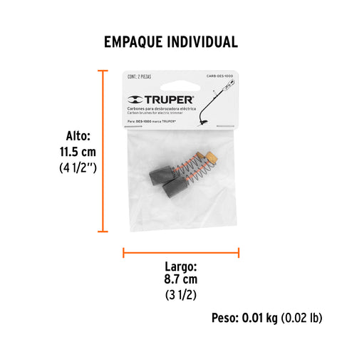 Bolsa con 2 carbones de repuesto para DES-1000, TRUPER | CB-DES-1000 | 18436