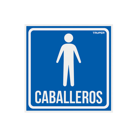 Letrero de señalización 'CABALLEROS', 19 x 19 cm, Truper | LIN-09 | 18474