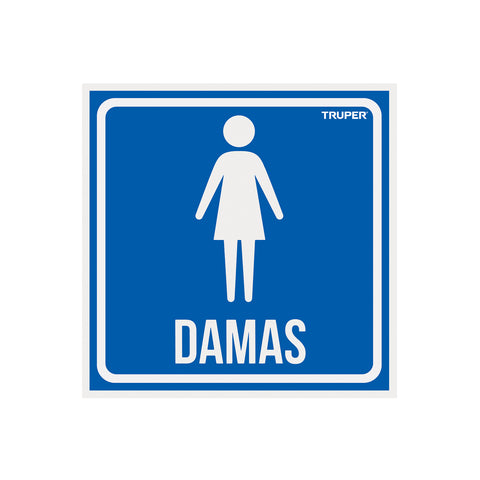 Letrero de señalización 'DAMAS', 19 x 19 cm, Truper | LIN-10 | 18478