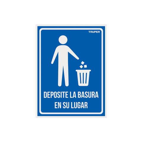 Letrero señalización'DEPOSITE LA BASURA EN SU LUGAR',21x28cm | LIN-12 | 18529