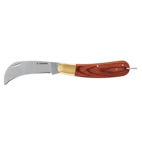 Cuchillo abatible 8' para electricista mango madera, Truper | NEL-8 | 18539