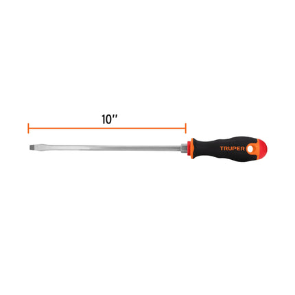 Desarmador plano 5/16' x 10' mango Comfort Grip, Truper | DR-5/16X10B | 18546