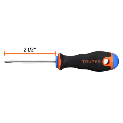 Desarmador de cruz 1/8' x 2-1/2' mango Comfort Grip, Truper | DP-1/8X2-1/2B | 18547