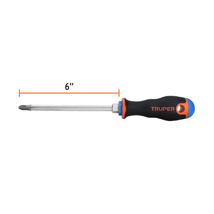 Desarmador de cruz 5/16' x 6' mango Comfort Grip, Truper | DP-5/16X6B | 18548