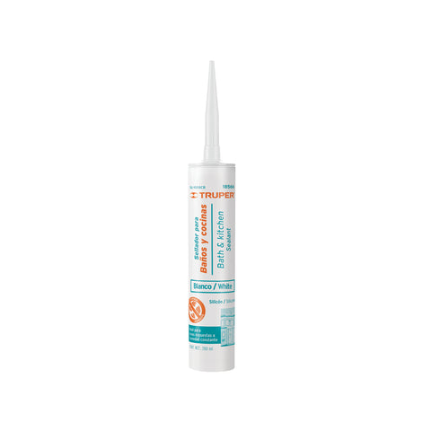 Sellador blanco para baños y cocinas, 280 ml, Truper | SIL-100BCB | 18566