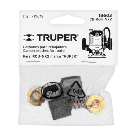 Bolsa con 2 carbones de repuesto para ROU-NX2, TRUPER | CB-ROU-NX2 | 18603