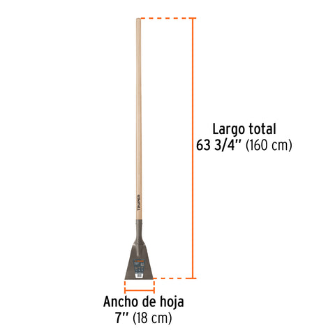 Raspador forjado de 7', mango largo de 54', Truper | SCR-7 | 18652