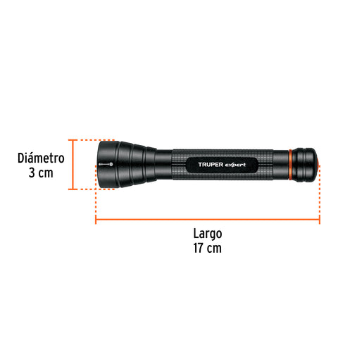 Linterna de aluminio LED Cree 235 lm con 2 pilas AA, Truper | LINA-2AAN | 18800