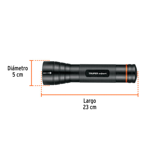 Linterna de aluminio LED Cree 500 lm con 2 pilas D, Truper | LINA-2DN | 18813