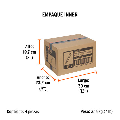 Linterna de aluminio LED Cree 500 lm con 2 pilas D, Truper | LINA-2DN | 18813