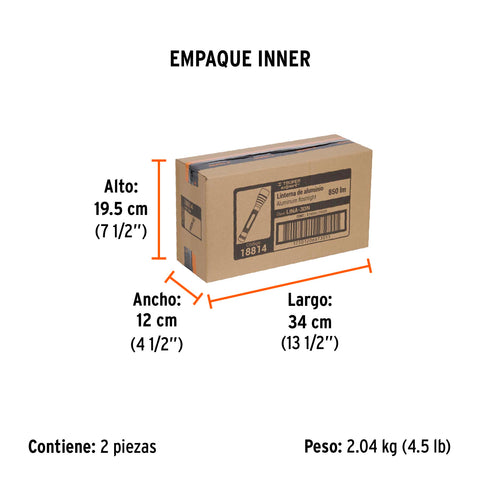Linterna de aluminio LED Cree 850 lm con 3 pilas D, Truper | LINA-3DN | 18814