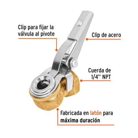 Cabeza infladora llantas c/clip, hembra, 1/4' NPT, TRUPER | BOCH | 19026