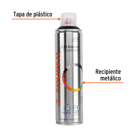 Pintura en aerosol, negro mate, bote esbelto, 400 ml | PA-NM | 19033