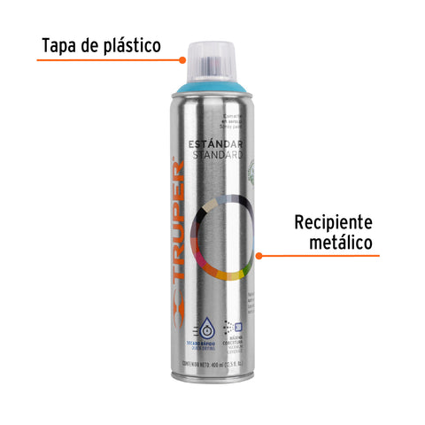 Pintura en aerosol, azul, bote esbelto, 400 ml, Truper | PA-AZ | 19039