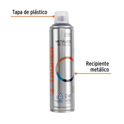 Pintura en aerosol, cromo metálico, bote esbelto, 400 ml | PAM-CR | 19053