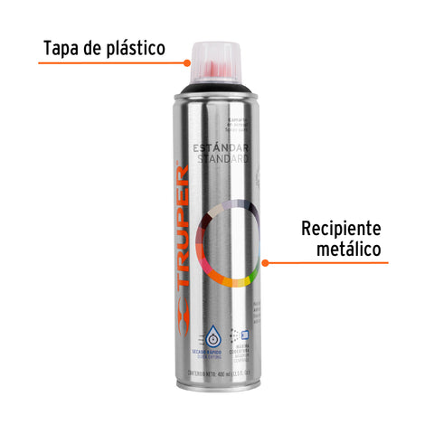 Pintura en aerosol, negro satín, bote esbelto, 400 ml | PA-NS | 19054