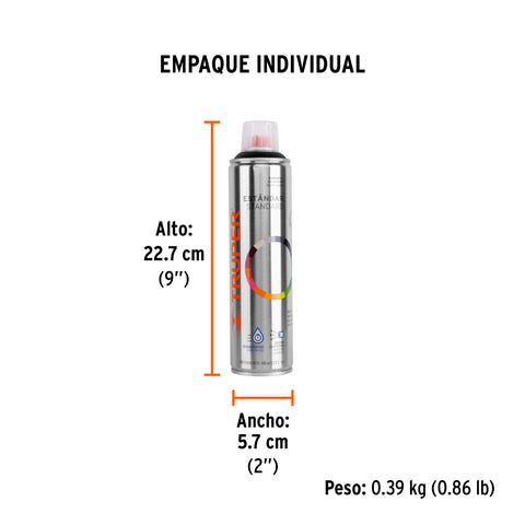 Pintura en aerosol, negro satín, bote esbelto, 400 ml | PA-NS | 19054