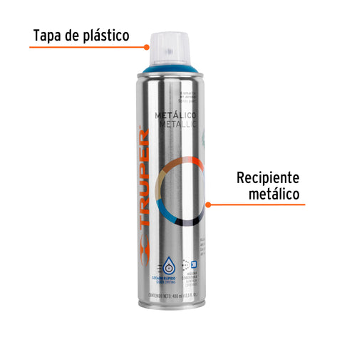 Pintura en aerosol, azul metálico, bote esbelto, 400 ml | PAM-AZ | 19060