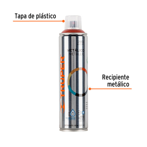 Pintura en aerosol, cobre metálico, bote esbelto, 400 ml | PAM-CO | 19067