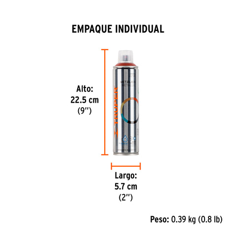 Pintura en aerosol, cobre metálico, bote esbelto, 400 ml | PAM-CO | 19067