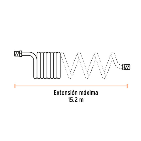 Manguera para compresor, tipo resorte, 15.2 m, TRUPER | MAN-R-15 | 19075