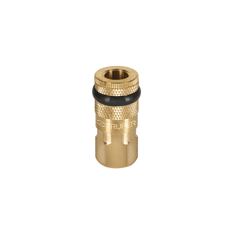 Cople rápido de latón, hembra, cuerda 1/4' NPT, TRUPER | COPLE-HEM-1/4 | 19084
