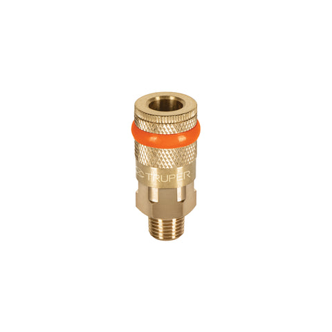 Cople rápido de latón, macho, cuerda 1/4' NPT, TRUPER | COPLE-MA-1/4 | 19085