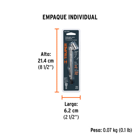 Calibrador de presión 120 psi cabeza doble, Truper | MEA-120D | 19099