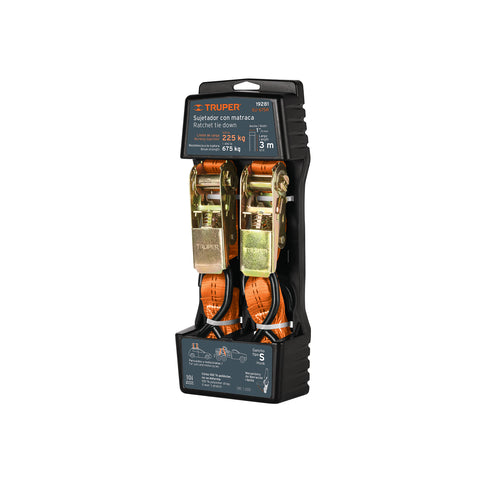 Juego de 2 sujetadores con matraca carga máxima 675 kg | SU-675R | 19281