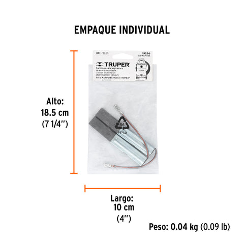 Bolsa con 2 carbones de repuesto para ASPI-08X, TRUPER | CB-ASPI-8X | 19296