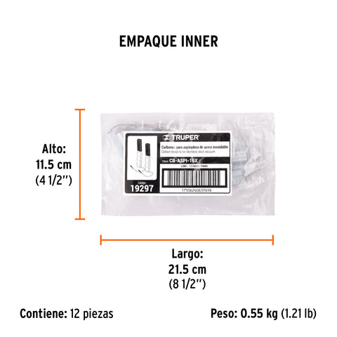 Bolsa con 2 carbones de repuesto para ASPI-16X, TRUPER | CB-ASPI-16X | 19297
