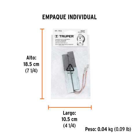 Bolsa con 2 carbones de repuesto para ASPI-16X, TRUPER | CB-ASPI-16X | 19297