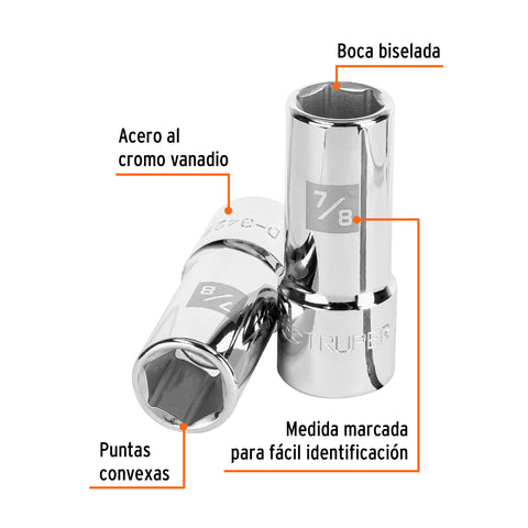Dado largo de 7/8', 6 puntas, cuadro 3/4', Truper | D-3428-HL | 19341