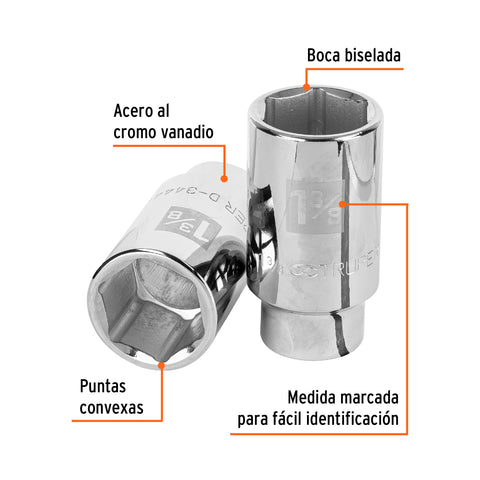 Dado largo de 1 3/8', 6 puntas, cuadro 3/4', Truper | D-3444-HL | 19346