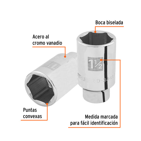 Dado largo de 1-1/2', 6 puntas, cuadro 3/4', Truper | D-3448-HL | 19347