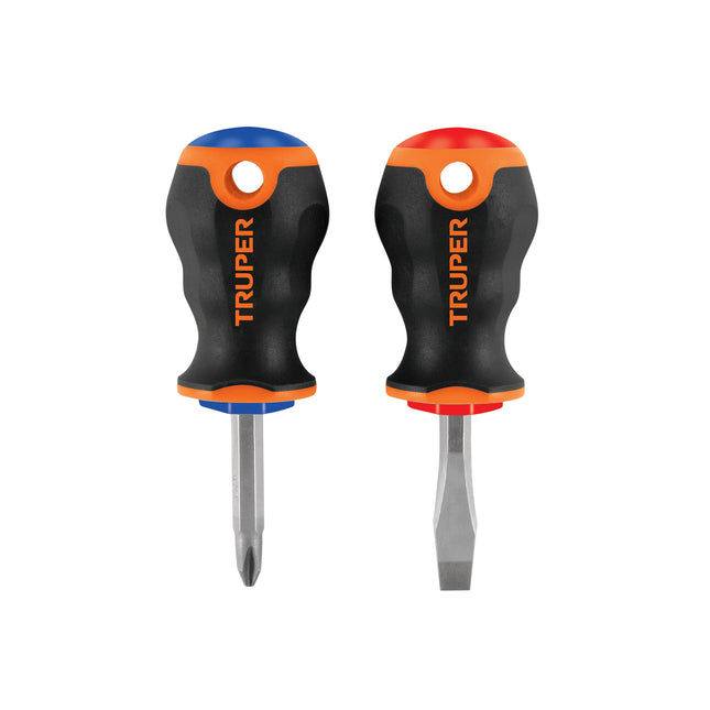 Dúo de desarmadores 1/4' x 1-1/2' mango Comfort Grip, Truper | JDT-2B | 19624