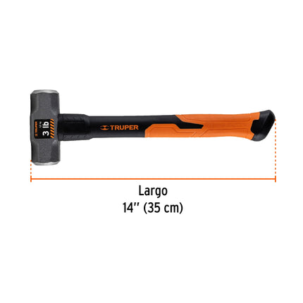 Marro octagonal 3 lb, mango de fibra de vidrio 14', Truper | MD-3F | 19883
