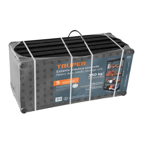 Estante plástico uso rudo 5 rep/cap. 70 Kg, 185x43x91,TRUPER | EST-5 | 19943