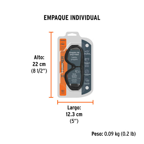 Goggles de seguridad ultra ligeros, antiempaño, Truper | GOT-L | 19952